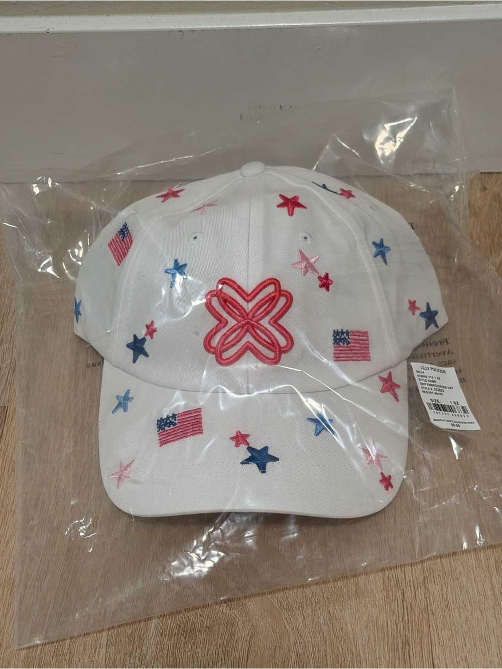 Lilly Pulitzer White Womens Embroidered Star & Flag Cap